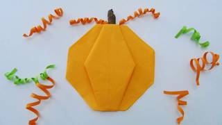 Easy Folding Pumpkin Napkin Fold Tutorial for Halloween or Thanksgiving [upl. by Yenaled]