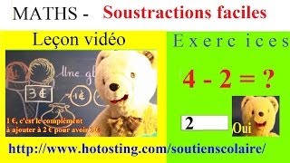 Soutien scolaire maternelle maths en ligne  Soustractions faciles [upl. by Nossyla]