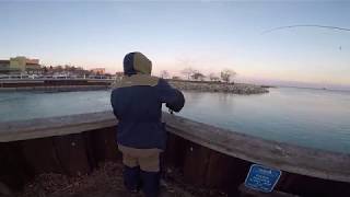 Fishing Port Washington Wisconsin Dec 23 2017 [upl. by Sorel]