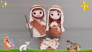 🙏 SAGRADA FAMILIA AMIGURUMI  NACIMIENTO BICROMATICO  TUTORIAL PASO A PASO  SEGUNDA PARTE  🙏 [upl. by Ahseekat]