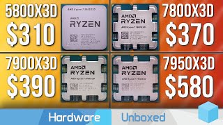 Ryzen 7 5800X3D vs Ryzen 7 7800X3D Ryzen 9 7900X3D amp 7950X3D Gaming Benchmarks [upl. by Aidile]