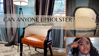 Upholstery  How To Reupholster a Chair No Sew Beginner Friendly [upl. by Wordoow]