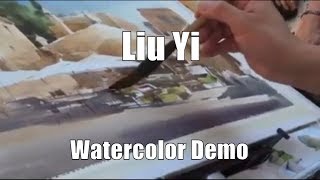 Watercolor Demo Artist Liu Yi in Peratallada  short version [upl. by Goodyear]