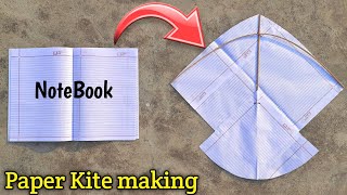 how to make note paper kite  flying paper kite  patang kese banate hai  lockdown kite making [upl. by Edialeda]