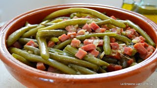 Judias Verdes Salteadas con Jamón Receta Fácil y Rápida [upl. by Ahsikrats450]