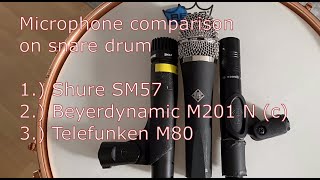 Microphone Comparison  Shure SM57 vs Telefunken M80 vs Beyerdynamic M201 on snare drum [upl. by Adim111]