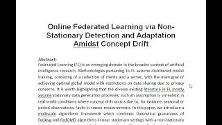 Online Federated Learning via Non Stationary Detection and Adaptation Amidst Concept Drift [upl. by Llennor]