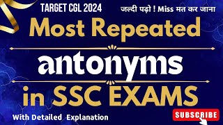 Most Repeated Antonyms in SSC  SSC CGL 2024  Antonyms asked in ssc Exams ssccgl cglenglish [upl. by Valle826]