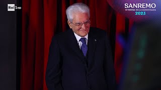 Sanremo 2023  Il Presidente della Repubblica Sergio Mattarella allAriston [upl. by Anekahs37]