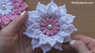 Crochet flower tutorial VERY EASY [upl. by Deraj]