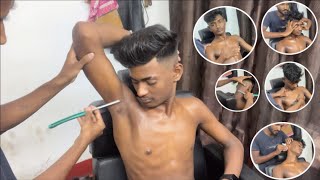 16 years underarm shavechest clean shavebeard shavenape clean shavefull body massage relaxing [upl. by Estey]