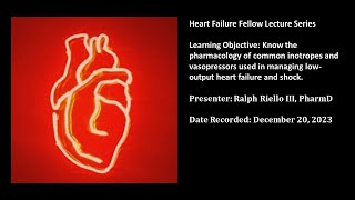 16 Pharmacology of vasoactive therapies used in lowoutput heart failure and cardiogenic shock [upl. by Ydnik]