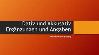 3 Dativ und Akkusativ Ergänzungen [upl. by Fletcher]