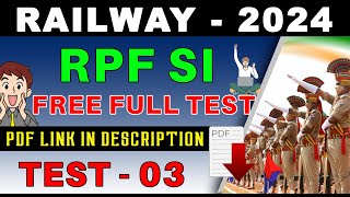 RAILWAY 2024  2025  RPF SI FREE FULL TEST  03  DOWNLOAD PDF 👇 [upl. by Kcirded]