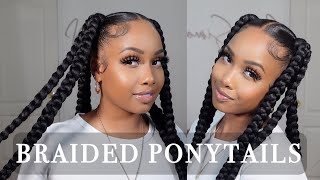 How To Braided Ponytail With Braiding Hair  Beginner Friendly [upl. by Truda]