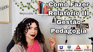 COMO FAZER ESTÁGIO DE GESTÃO  pedagogia relatório educação estágio [upl. by Girhiny]