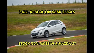 Budget Build Mazda 2 Gets Semi Slicks  Luddenham Raceway [upl. by Resiak435]