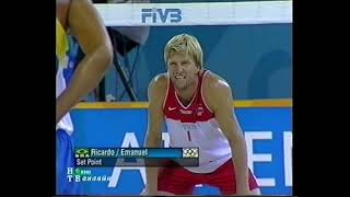 2004 ATHENS Olympic Games MEN BEACHVOLLEYBALL POOL Emanuel Ricardo BRA Maaseide Horrem NOR [upl. by Eissed]