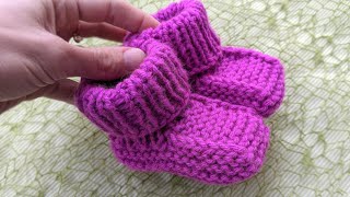 Knit Newborn Baby Booties Socks [upl. by Anyel]