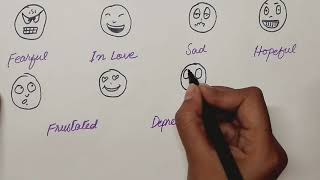 How to draw 11 different emotions Easy Drawing for kidsDo subscribe if you learned [upl. by Jepum]