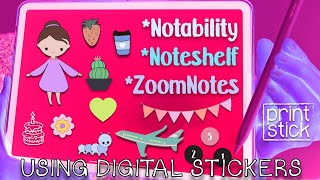 How to use PNG stickers on a DIGITAL PLANNER  PrintStick [upl. by Leaj]