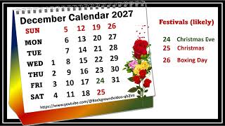 December Calendar 2027 decembercalender2027 [upl. by Aicetel]