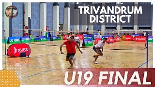 AMAN SURESH VS ARJUN SHINE TRIVANDRUM DISTRICT BADMINTON U19 SINGLES FINAL [upl. by Atsirc]