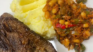 Let’s make dinner Chakalaka Fried Beef served with Mashed potatoes [upl. by Lagiba458]