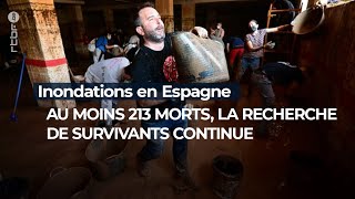 Inondations en Espagne la recherche de survivants continue  RTBF Info [upl. by Eico306]