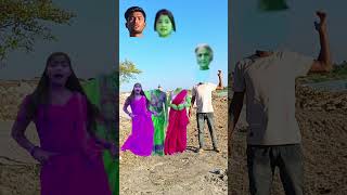 Red cute girl And green old woman Man head machine video vfx shorts youtubeshorts [upl. by Kernan]