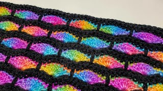 SUPER EASY Crochet Stitch For Blankets And Scarfs  Stacked Brick Stitch Tutorial [upl. by Eillen]