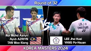 Azriyn Ayub AZRIYN TAN Wee Kiong vs LEE JheHuei YANG PoHsuan  Korea Masters 2024 Badminton [upl. by Aisac]