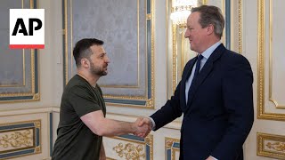 Zelenskyy welcomes UK Foreign Secretary Cameron in Kyiv [upl. by Kinna834]