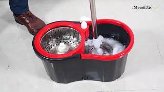 GPCT1883  360° Stainless Steel Spin Mop Wringer Bucket Set w Easy Press Handle amp 2 Mop Heads [upl. by Navada39]