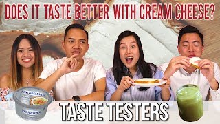 Does It tastes Better with Cream Cheese  Taste Testers  EP 64 [upl. by Risa]