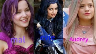 mal vs evie vs Audrey 💜💜💙💙🩷🩷💟💟🥰🥰descendantsdisney malbertha evie audreydescendants [upl. by Ahsinrad]