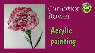 Carnation flower drawing  How to draw and paint carnation in acrylic [upl. by Farmann188]