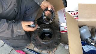 Semi Trailer Wheel Seal and bearing install Part 1 [upl. by Annahc]