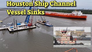 Houston Ship Channel MISS PEGGY Towboat sinks after ship collison [upl. by Ruddie]