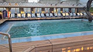 rough seas sailing on Holland America Zaandam as pool splashes around April 2nd 2024 [upl. by Ettennahs]