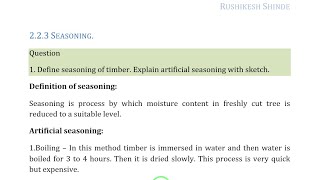 9 SEASONING OF TIMBER  Artificial seasoning  Boiling Kiln seasoning Chemical Electric se [upl. by Richman]