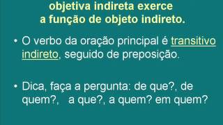 Oração Subordinada Substantiva Objetiva Direta e Indireta [upl. by Nnairam846]