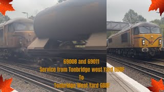 69008 and 69011 with RHTT service from Tonbridge West Yard GBRF to Tonbridge West Yard GBRF [upl. by Oirad991]