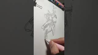 Draw with me Pencil vs Acrylic marker Cat Maiden 1 anminer art pencilart satisfying [upl. by Wyon]