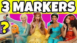 3 MARKER CHALLENGE With Disney Princesses Totally TV [upl. by Gower]