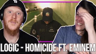 COUPLE React to Logic  Homicide ft Eminem  OFFICE BLOKE DAVE [upl. by Eoj]