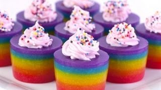 How to Make Double Rainbow Cake Jelly Shots [upl. by Wilone]