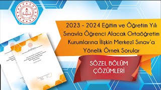 Merkezî Sınava Yönelik Örnek Sorular Çözümleri 2023  2024 2 Dönem  2  SÖZEL BÖLÜM [upl. by Ahsiyn]