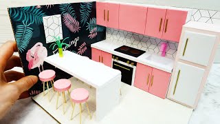 DIY Miniature Cardboard House 12 A Modern Kitchen [upl. by Akyssej]