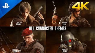 Resident Evil 4 Remake  The Mercenaries All Character Themes 4K [upl. by Adnirod]